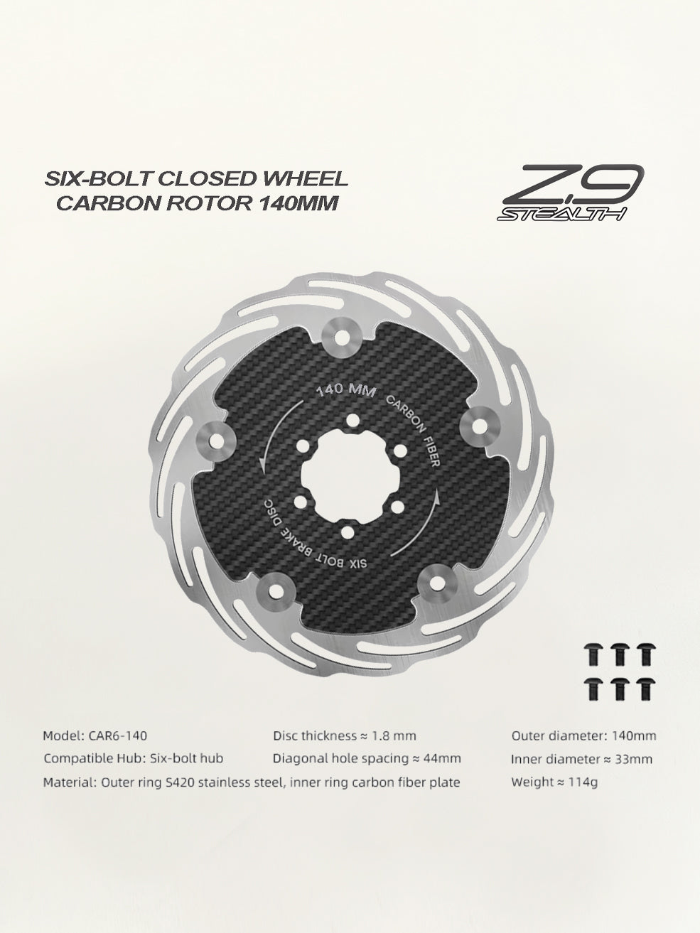 Z.9 CARBON FLOATING DISC BRAKE BMX ROTOR 140MM