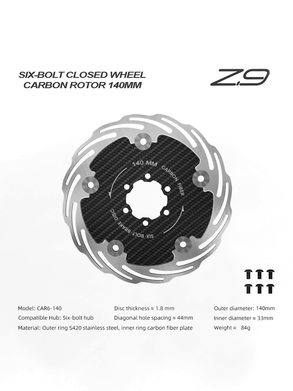 Z.9 CARBON FLOATING DISC BRAKE BMX ROTOR 140MM