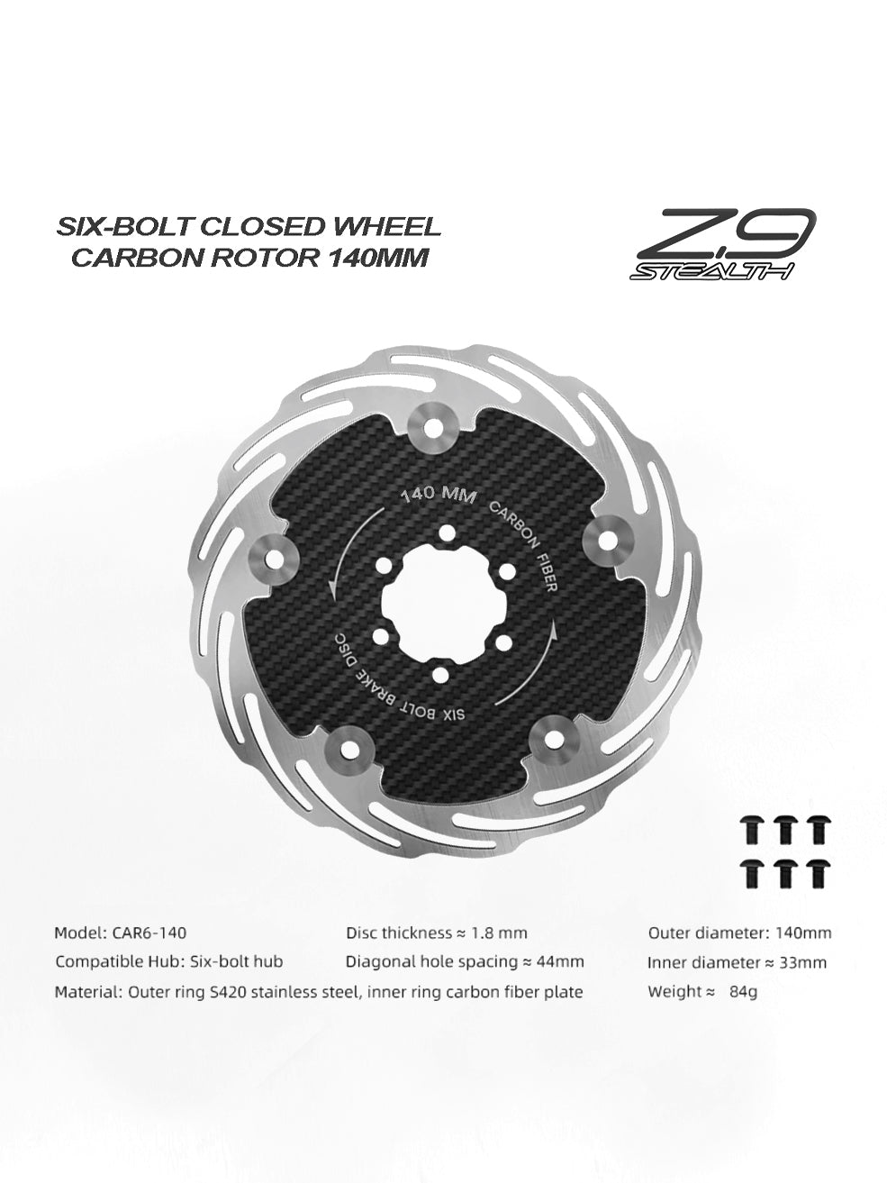 Z.9 CARBON FLOATING DISC BRAKE BMX ROTOR 140MM