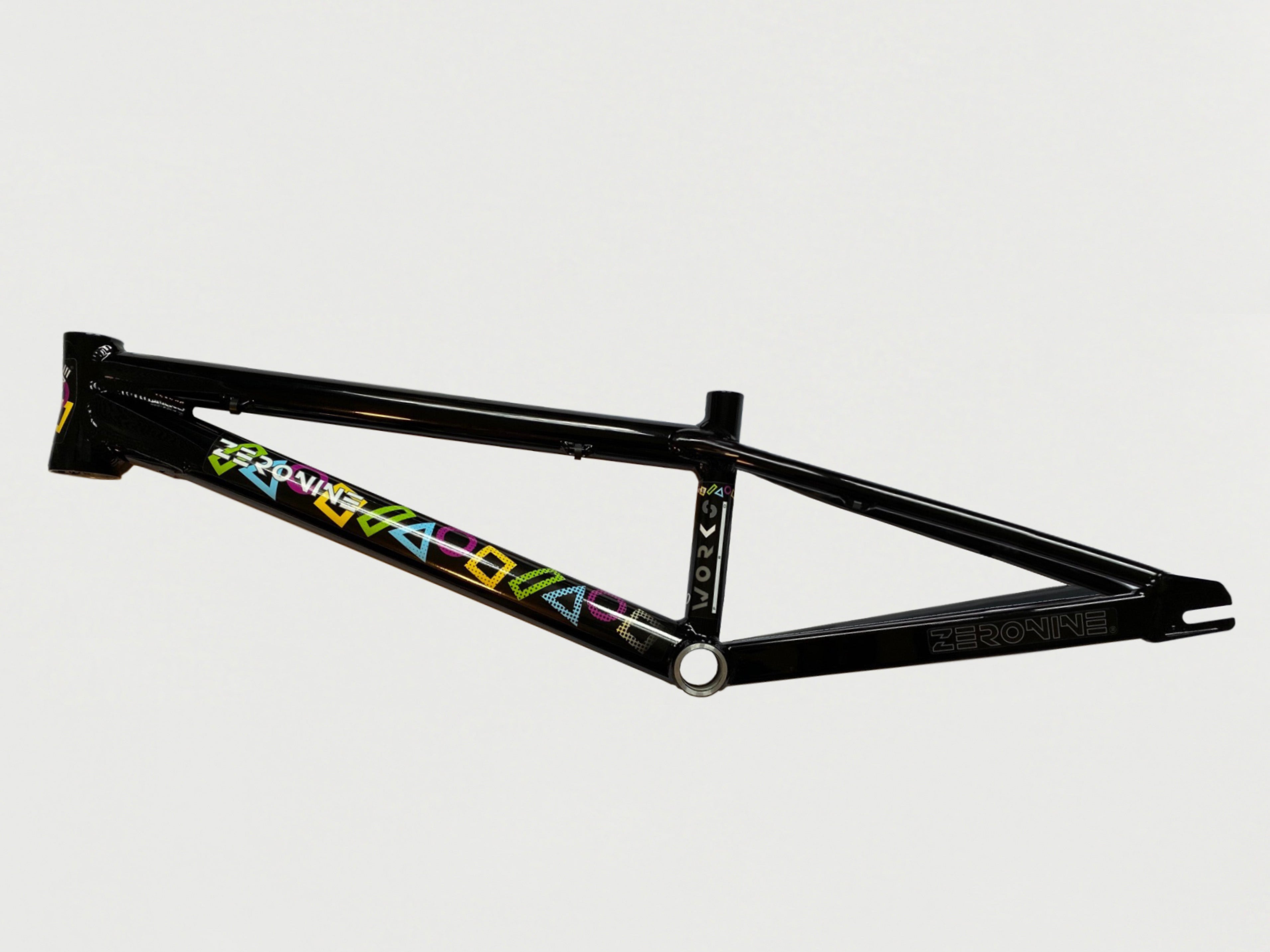 Gloss Black ZERONINE Alloy bmx race frame bicycle with colorful decals
