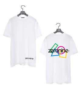 White - Zeronine Geo Cluster Logo Short Sleeve Soft Tee: 100% Combed Ringspun Cotton